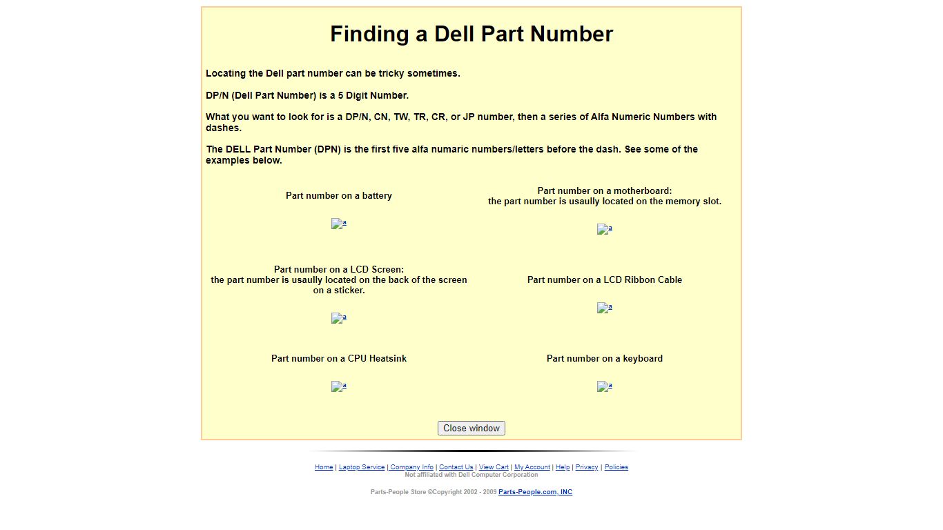 Parts-People - Find Dell Part Number DPN